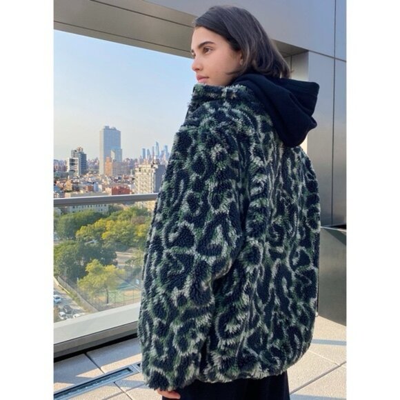 Aritzia Tna Cordova Quarter Zip Up fleece jacket khaki camo green - Picture 2 of 5